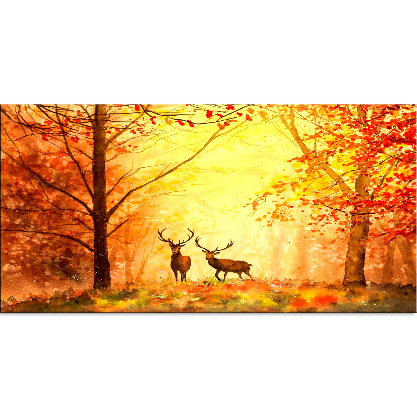 Couple Dear With Forest Abstract Art Canvas Wall Painting