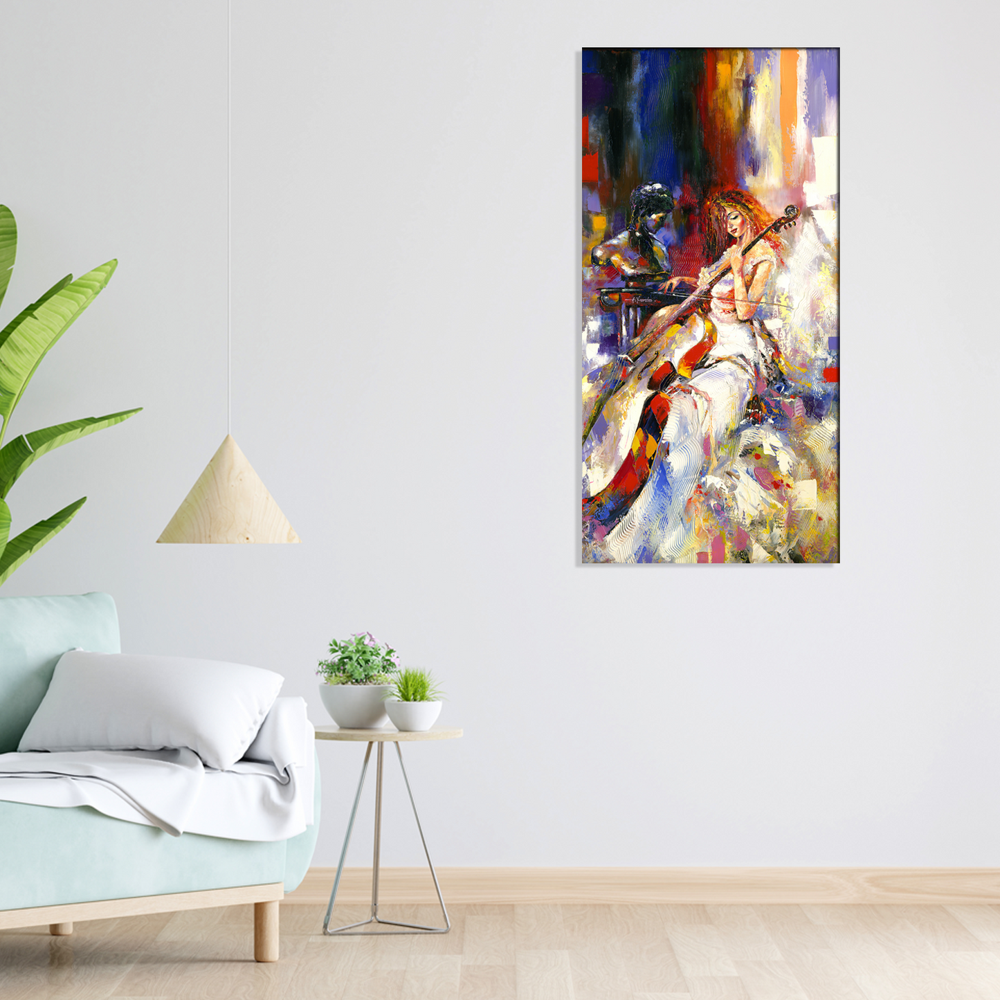 The Girl Plays a Violoncello Abstract Canvas Print Wall Painting