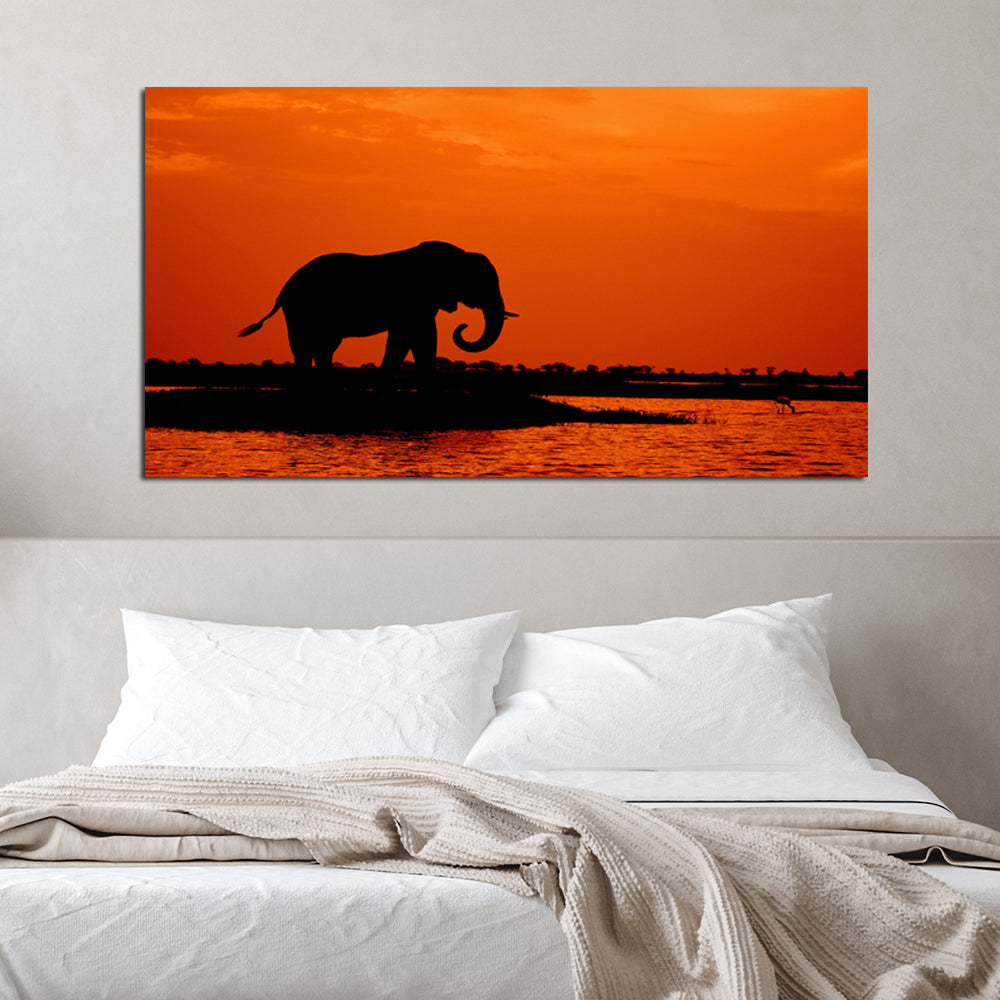 Sunset Elephant Canvas Print Modern Wall Painting