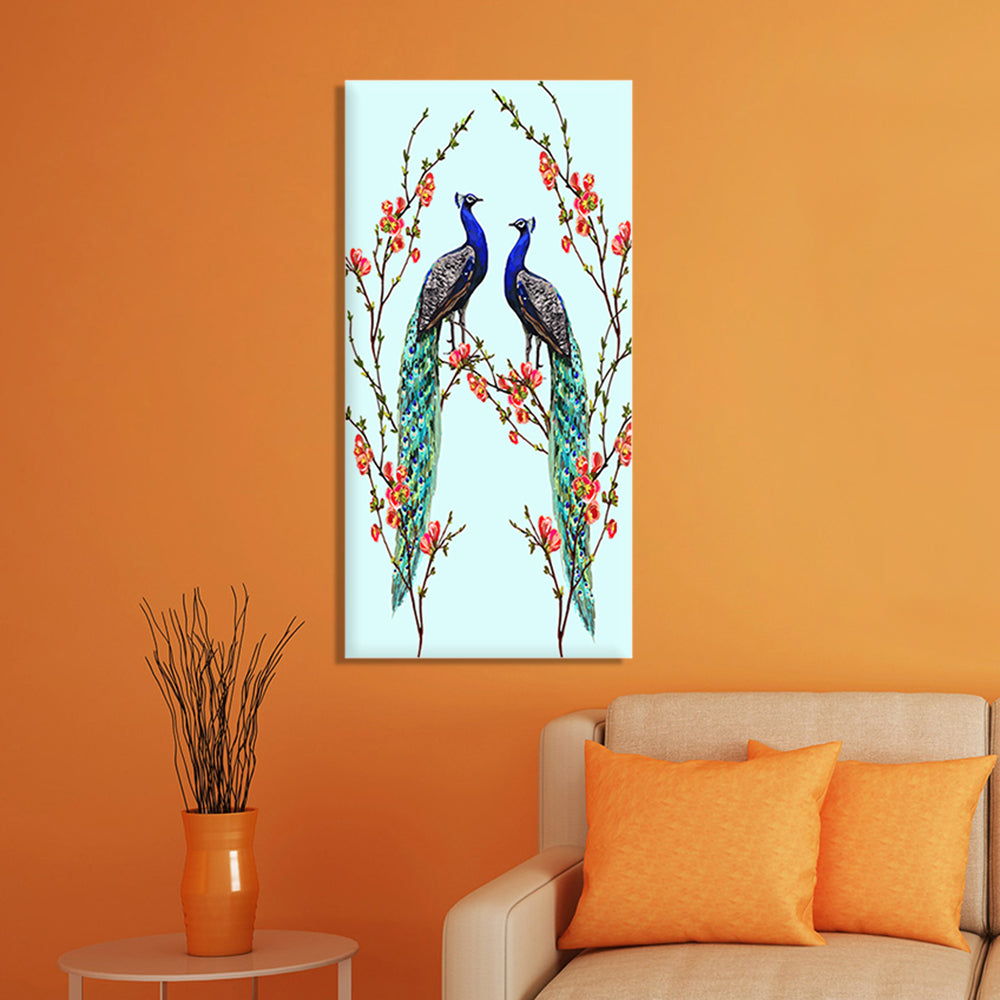 Pair Of Peacock Birds Wall Painting