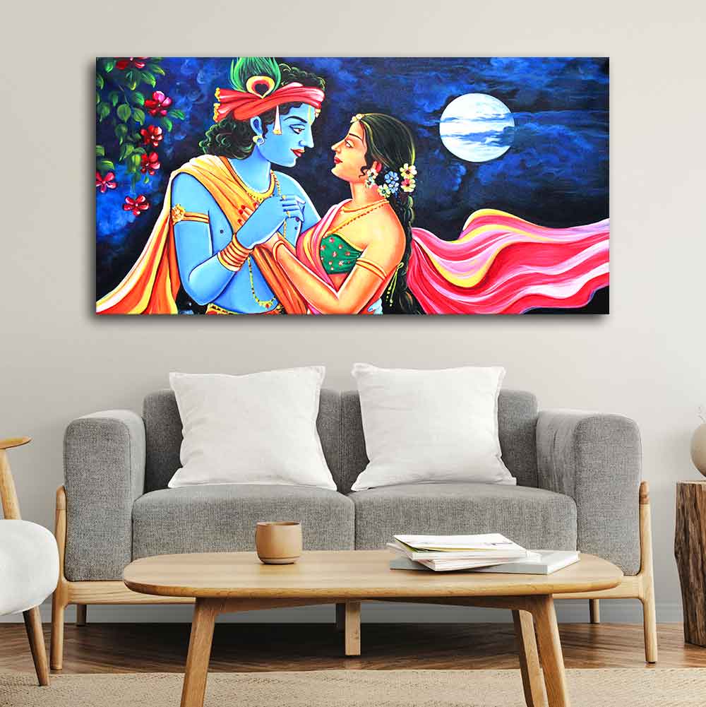 Love of Lord Radha Krishna Religious Canvas Print Wall Painting