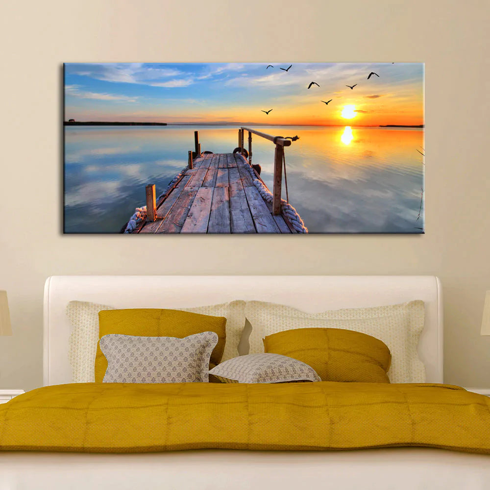 Beach Sunset Ocean Scenery Canvas Wall Painting